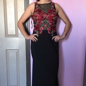 Beautiful embroidered roses prom dress